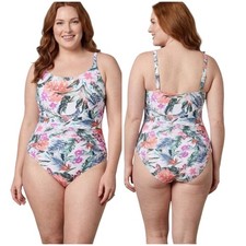 Jantzen NWT Mio Tummy Control Underwire One Piece Swimsuit White Floral Size 16