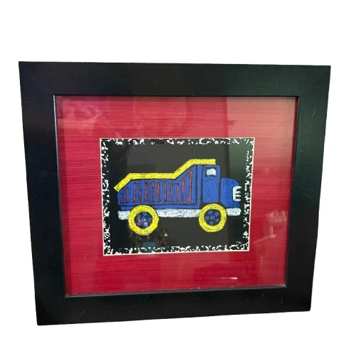 Camión volquete avión y bulldozer conjunto de imágenes enmarcadas lote de 3 firmadas por Riki Foto 3 de 4