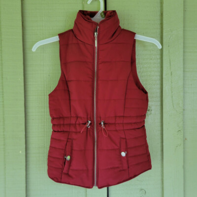 NWT COPPER KEY Wine Zip Puffer Vest Gilet Drawstring Waist Girls Medium