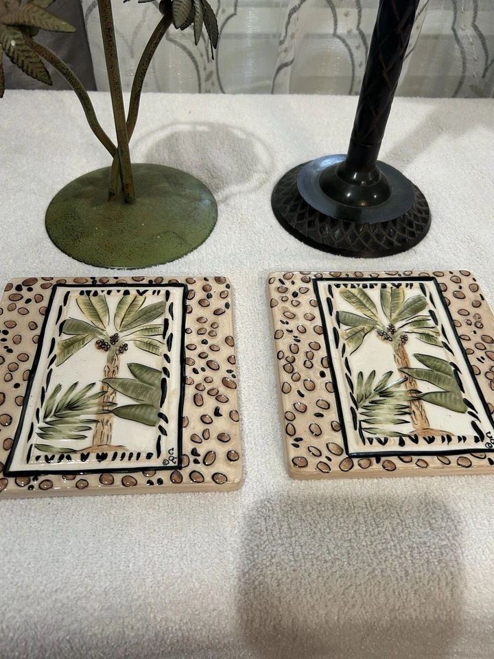 Candelabros Isla Palmera Decoración del Hogar Azulejo Arte de Pared Decoración Caribeña Foto 4 de 4