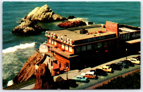 Postcard California San Francisco CA Seal Rocks Cliff House Restaurant Cars - Bild 1 von 2