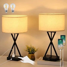 Set of 2 Bedside Lamps Touch Control 3-Way Dimmable Modern Nightstand Table Lamp