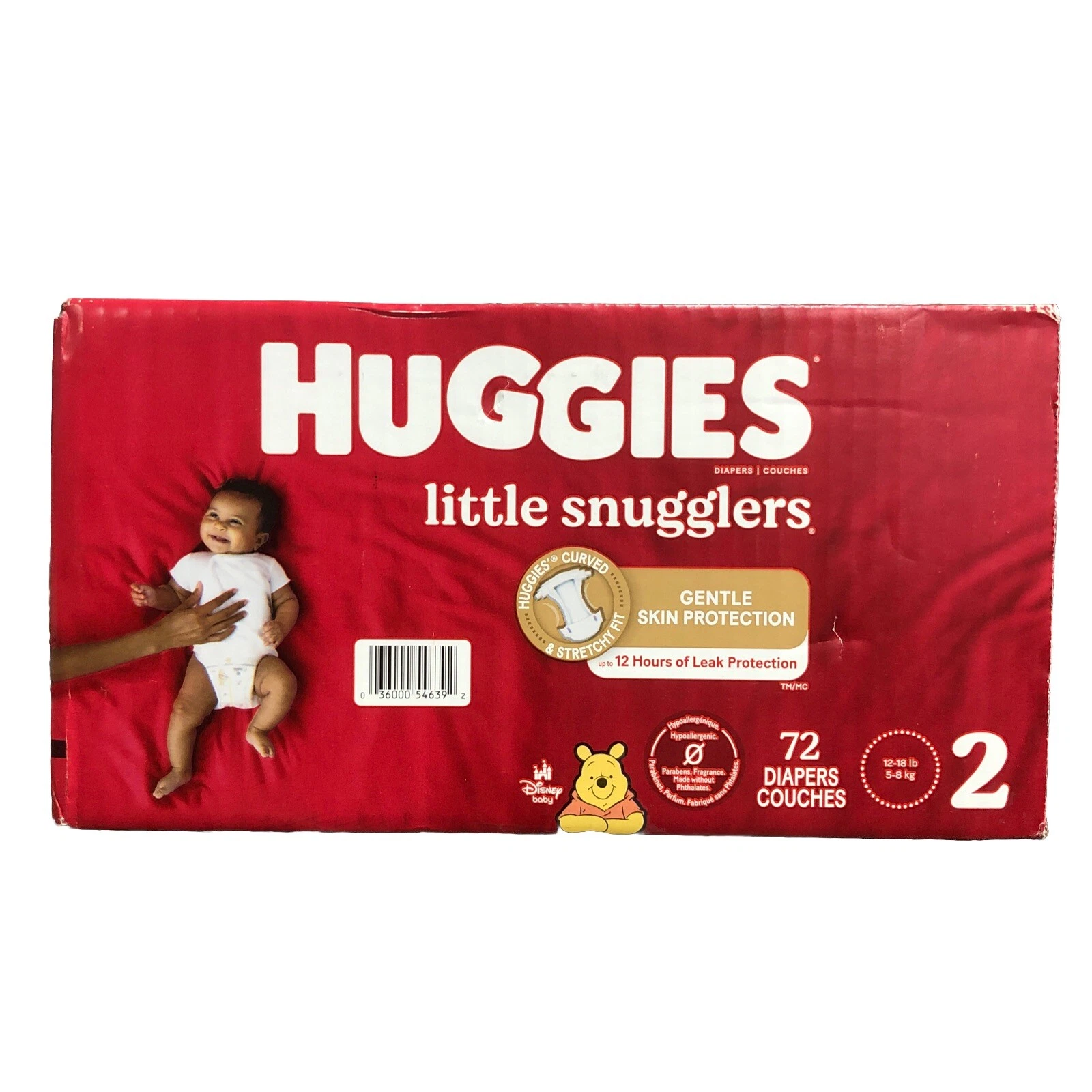 Huggies Little Snugglers Size 2 Diapers 72 Ct Leak Free Comfort 12-18 lbs