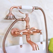 Wall Mount Antique Copper Bathtub Filler Faucet W/ Hand Shower Mixer Tap 2na326