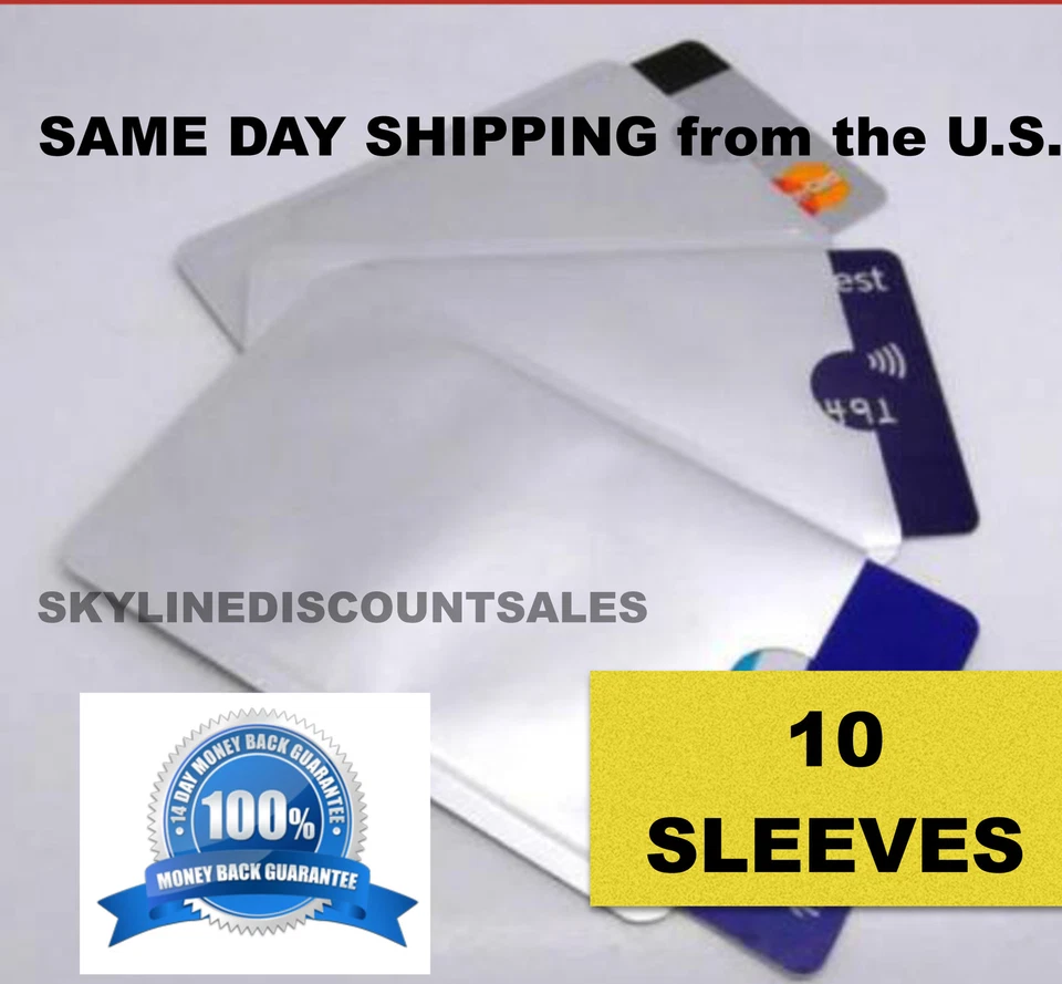 10 Pack of Safety Sleeves RFID Protectors Identity Theft &Credit Card Protection