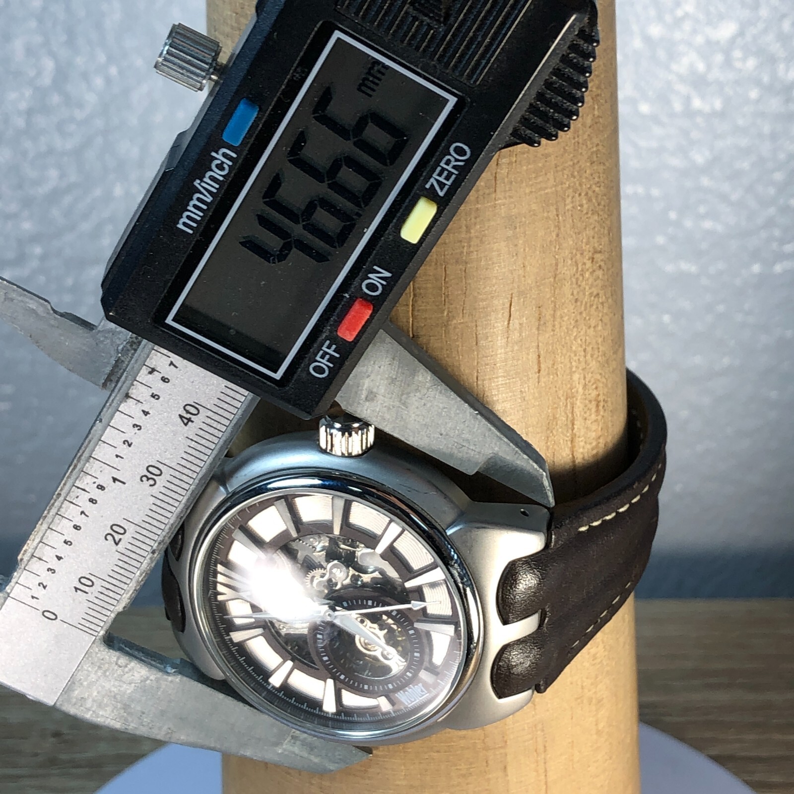 Wohler Mens Silver Tone Automatic Brown Leather Skeleton Watch eBay