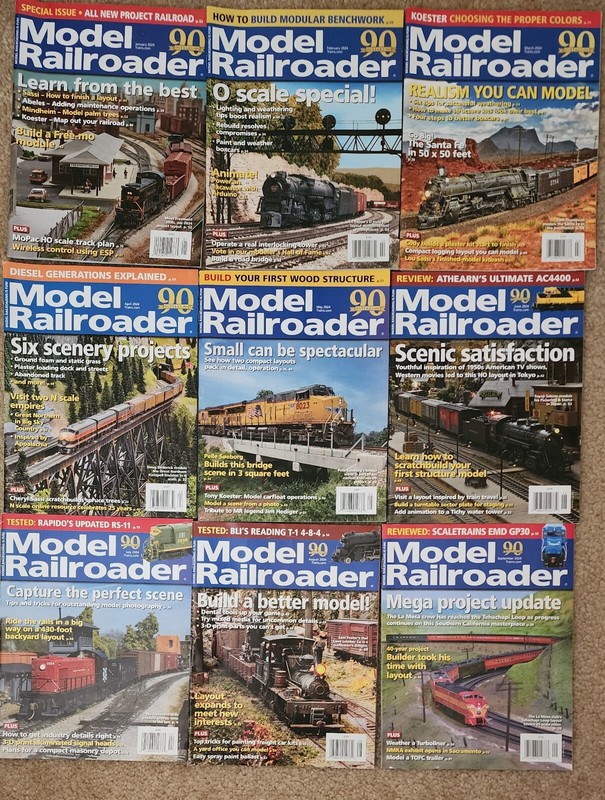 Lot of 9 MODEL RAILROADER Magazine YEAR 2024 -Jan-Sep Train, Layouts, Railroads+