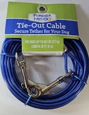FOREVER PALS Tie-Out Cable Secure Tether for Dogs up to 60lbs Blue NEW 20 Feet