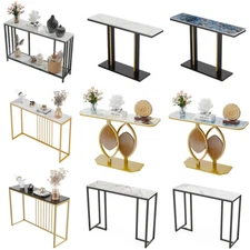 Marble Console Table Narrow Slim Hallway Entryway Accent Table Open Side Table