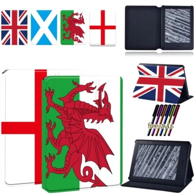UK Flag Leather Case Stand Cover For Kindle Paperwhite 1/2/3/4 /Kindle 10th gen