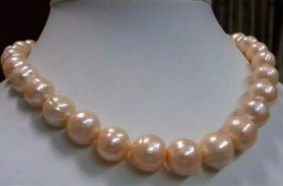 GENUINE NATURAL AAA 10 MM PINK SOUTH SEA BAROQUE PEARL NECKLACE 18" 14K GOLD - Изображение 3 из 4
