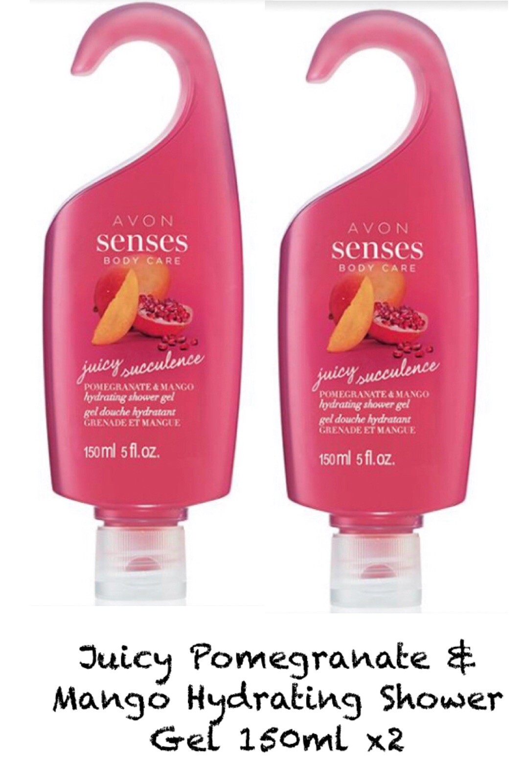 Avon Senses Juicy Pomegranate & Mango Hydrating Shower Gel 150ml X2