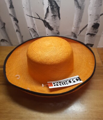 Pantropic Bright Orange Straw Hat Women's Medium NWT