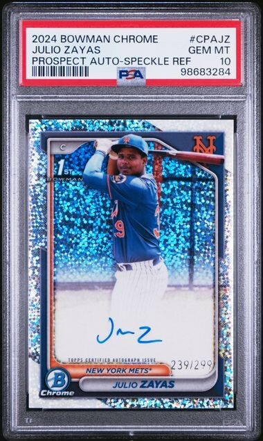 2024 Bowman Chrome Prospect Auto #CPA-JZ Julio Zayas - Speckle Ref. /299 PSA 10