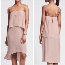 New BANANA REPUBLIC Light Pale Pink Spaghetti Strap Loose Fit Slip Dress Size 2