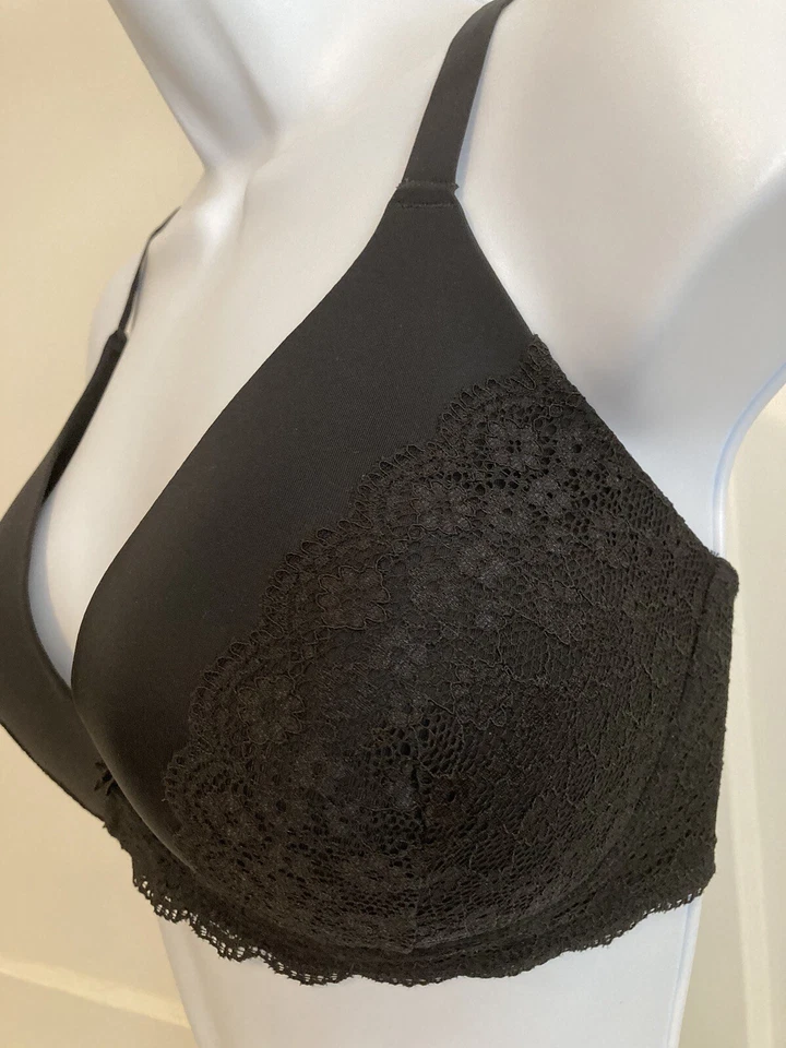 NWOT Isaac Mizrahi Size 38C Black Women’s Wireless Floral Lace Padded Bra - Image 2 of 4