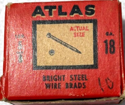 Vintage Atlas Bright Steel Wired Brads - Half Full - Advertising