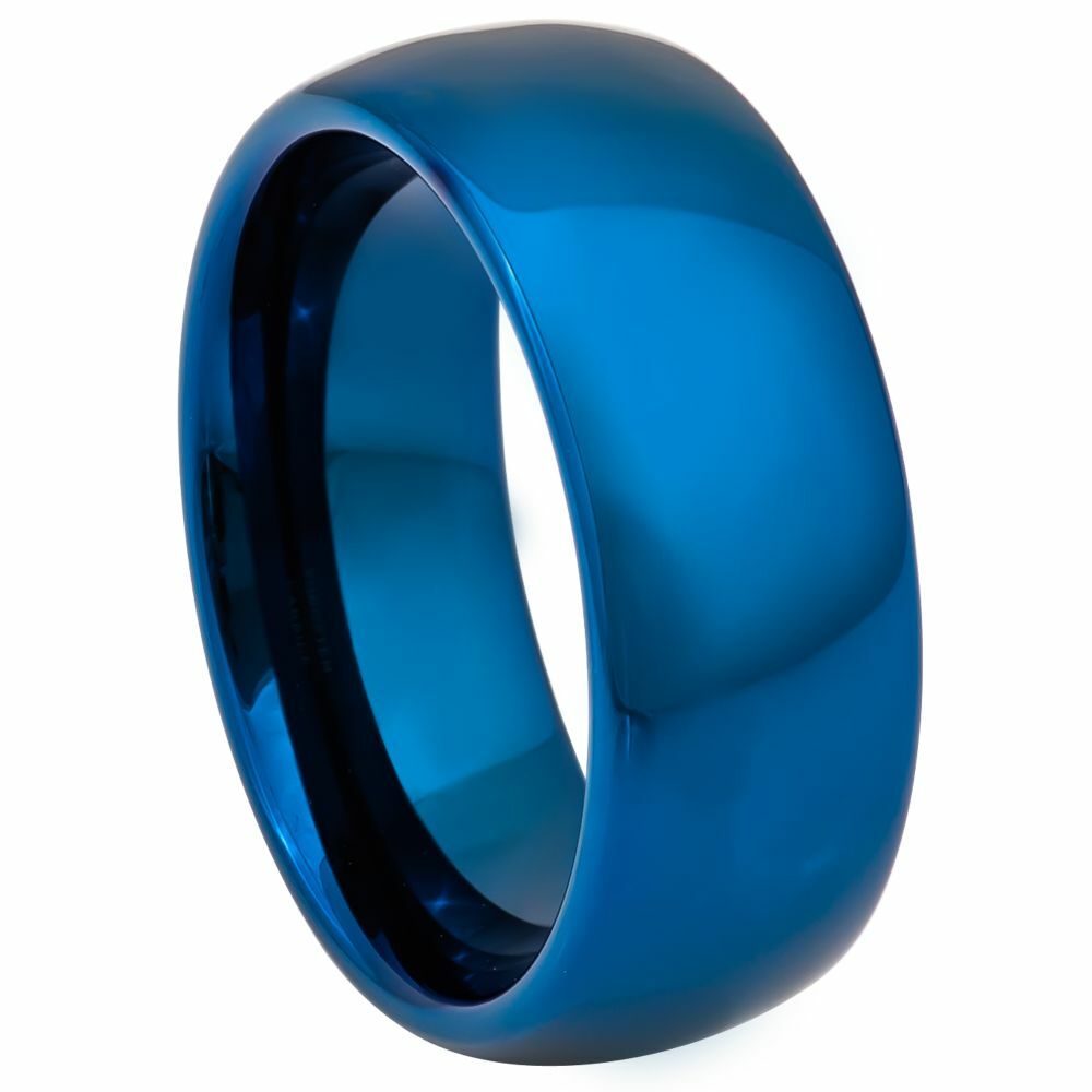 8mm Tungsten Carbide BlueIP Plated Brushed finish Men's Wedding Ring Band sz7-15-image