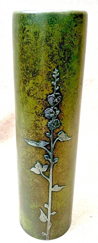 Arts & Crafts Sterling Bronze Heintz Green Daffodil Vase