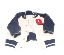USED Baby Gap Letterman Jacket Boys Size 6-12 Months Off White and Navy