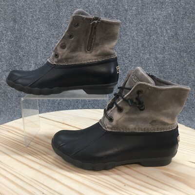 Sperry Duck Boots Womens 5.5 Saltwater Gray Lace Up Ankle Top Comfort STS81732 | eBay