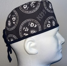 Kiss Band Black  White Scrub Hat Chemo Cap