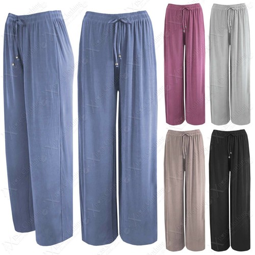 Mujer Elegante Pantalones Palazzo de Campana Largo Ancho Pierna Informal  Prendas | eBay