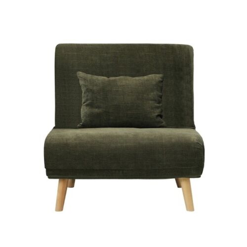 Sofa Bed Lounge Chair Polyester Recliner Wood Leg Single Seat Green - Picture 7 of 9