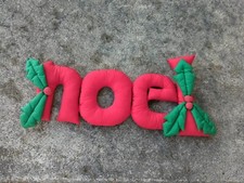 Vintage handmade quilted Noel Christmas wall hanging 29  K50