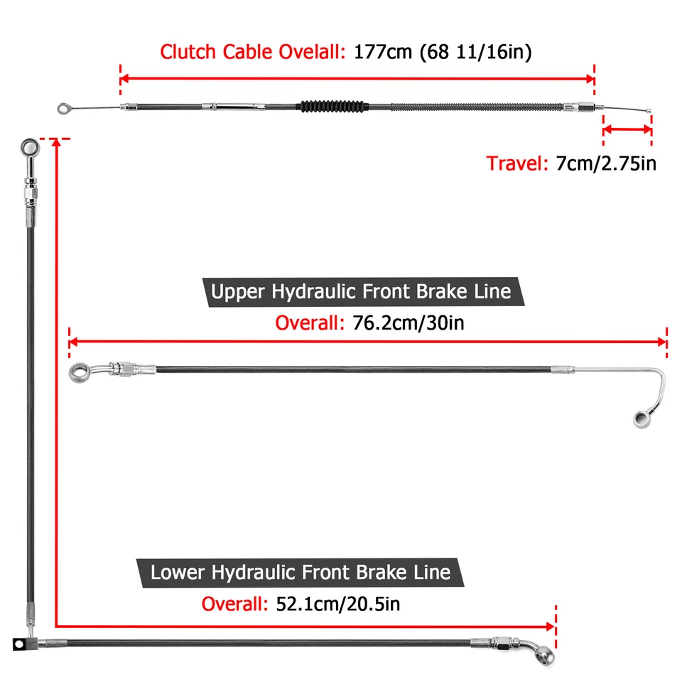 Kit de cables de manillar MOFUN 12" 14" para Harley Softail Slim Breakout 2015-2017 ABS Foto 2 de 4