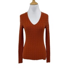 Magaschoni Sweater Womens XS Extra Small Sienna Cashmere Cable V Neck READ