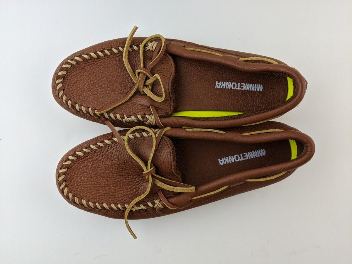 Minnetonka Classic Moosehide Loafer Brown leather size 8 Amazon.com | Minnetonka Men main image 2