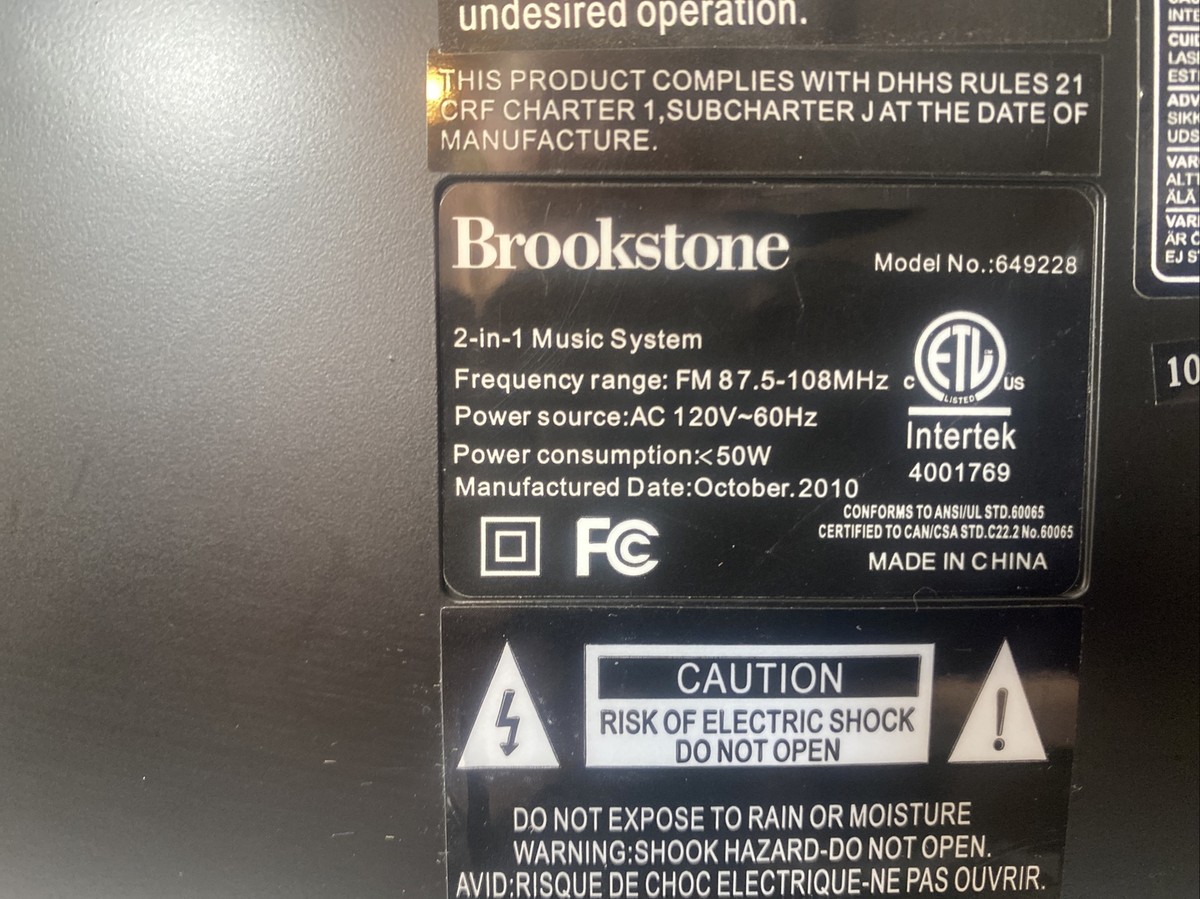 Brookstone 649228: 2 In 1 Music System CD Player, i-Pod Dock