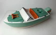 Living Quarters Ceramic Chip/Dip Dish Motor Boat Retro 60s Beach House Sun Rare