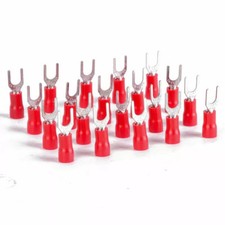 200Pcs Red Fork Spade Terminals 8 Stud Vinyl Insulated Wire Connectors 16-22AWG