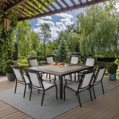 Agio Kimberling 9 Piece Sling Outdoor Dining Set (SRP £1795) *WELL USED*