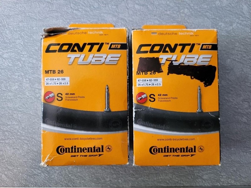 2 Continental 26" 1.75 2.5 Inner Tubes 42mm Presta Valve  MTB Bike Two Pack