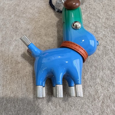 PRADA Dog Robot Keychain Charm Animal Keyring with Strap Blue