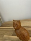Vintage Hand Carved Banded Wood Cat Folk Art Figurine Seated Cottage Cozy — photo 5