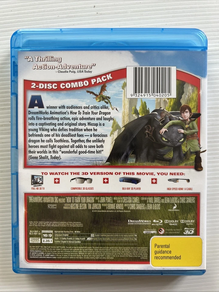 Blu Ray - HOW TO TRAIN YOUR DRAGON 3D & 2D (2010) Region B - Image 2 of 4