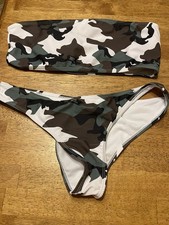 NWOT Women's Strapless Bikini 2 piece swimming suit Shein Camo Large