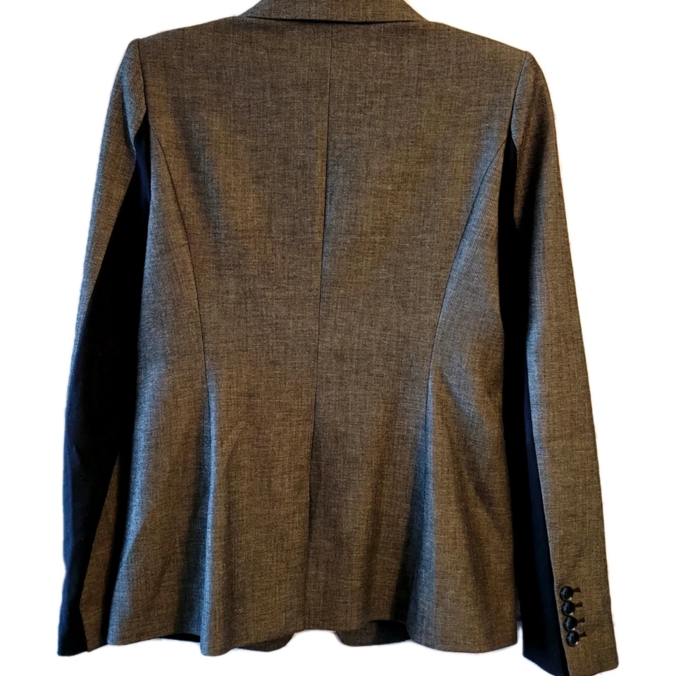 BCBG Maxazria Blazer Hugh Gris Jaspeado Oscuro Un Botón Pequeña Chaqueta Manga Larga Foto 3 de 4