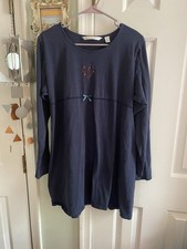 VTG Victoria s Secret Country Navy Blue Embroidered Rose Heart Night Gown Sz L