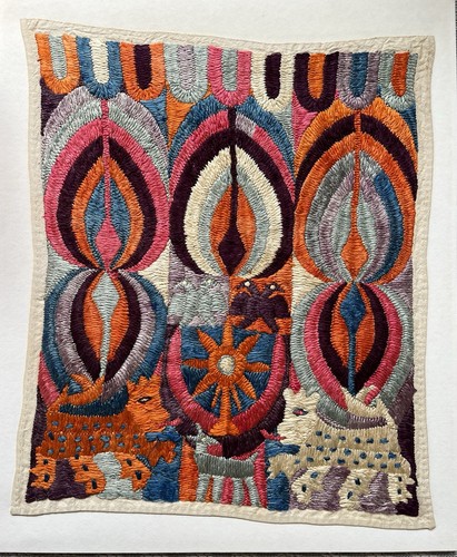 Original Vintage Hand Embroidered Textile Folk Art Ethnic