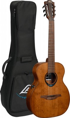 Lag Guitars BlueWave Travel Nylon Vintage Brown Satin Smart Guitar