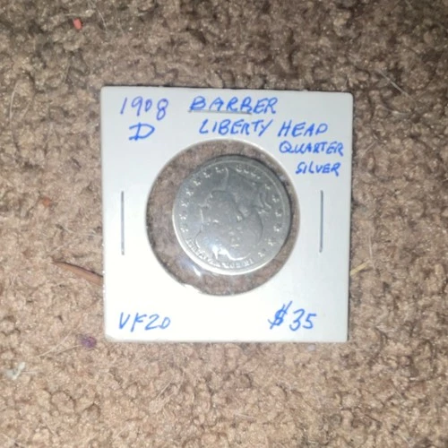 1908-D Barber Quarter Silver 25C  Denver Mint Circulated Uncertified Coin