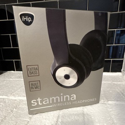 iHip Stamina Bluetooth Headphones, Extra Bass, Built-In Mic, Ergonomic, Black