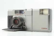 Meter Works Exc 5 Contax T Silver 35mm Film Camera w/ T14 Flash From JAPAN