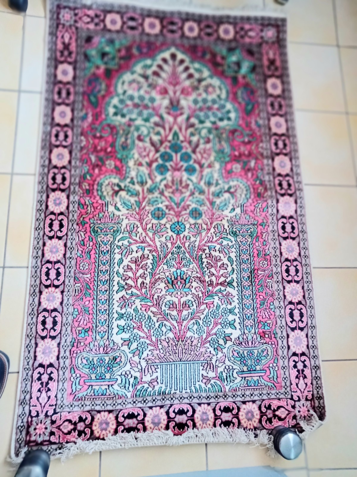 Tapis en laine de Cachemire fait main 150x90 cm velours de prestige