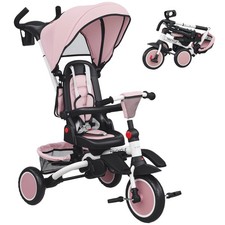 AIYAPLAY 6 in 1 Kids Trike, Toddler Tricycle with Parent Handle, Pink